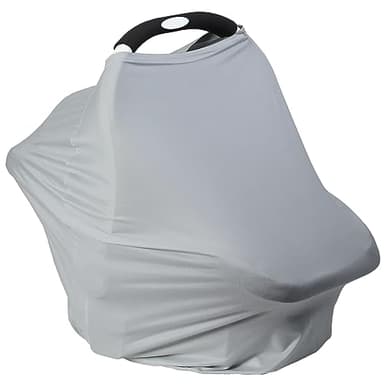 Breathable Car Seat Cover for Babies – Multi-Purpose Soft Rayon Nursing Cover for Breastfeeding, High Stretchy Infant Carseat Canopy, Stroller Cover (Smooth Rayon, Light Grey) - Image 1