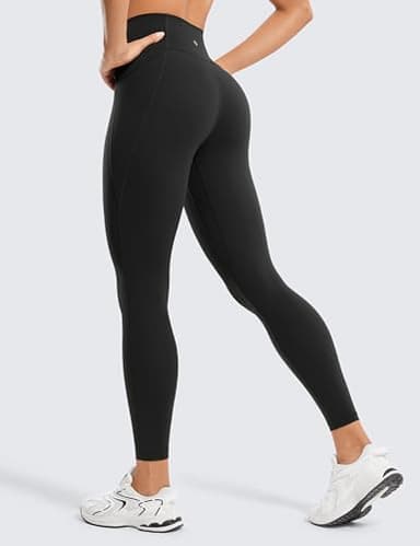 CRZ YOGA Womens Butterluxe Workout Leggings 25 Inches - High Waisted Gym Yoga Pants with Pockets Buttery Soft Black X-Large - Image 2