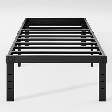 Neslime 14 Inch Twin Bed Frame No Box Spring Needed, Metal Platform Twin Size Bed Frame, Heavy Duty, Easy Assembly and Noise Free, Black - Image 1