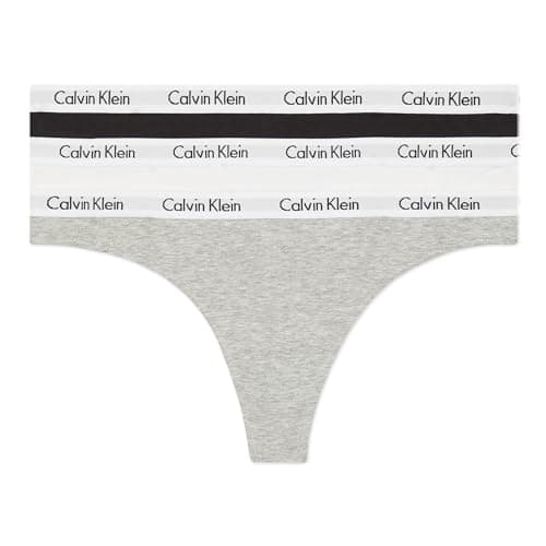 Calvin Klein Women's 3 Pack Carousel Thong Panty, Black/White/Grey Heather, Medium - Image 1