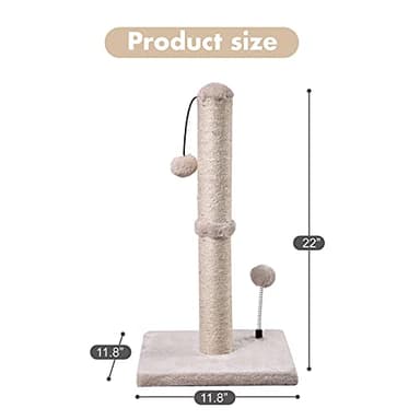 MECOOL Cat Scratching Post Premium Basics Kitten Scratcher Sisal Scratch Posts with Hanging Ball 22in for Kittens or Smaller Cats (22 inches for Kitten, Beige) - Image 4