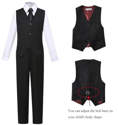 Boys Suit Size 12 Black Suits for Boys Toddler Suit Set First Communion Suit Kids Ring Bearer Christmas Outfit - Image 3
