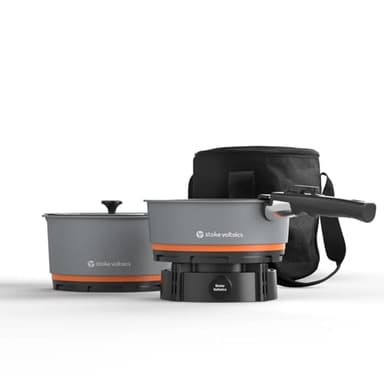 Stoke Voltaics Nomad Cooking System with Bag, Electric Camping Stove 200-1000W with Pan & Pot, 120V Portable Outdoor Cooking Gear Set, Windproof Cookware for RV, EV, Overland, Vanlife, Car Camping - Image 1