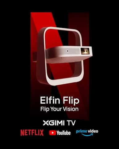XGIMI Elfin Flip Portable Projector, 1080P Resolution Outdoor Projector, Licensed Netflix, Build-in Adjustable Stand, Lightweight and Compact Design, 400 ISO Lumens, Screen Adaption - Image 2