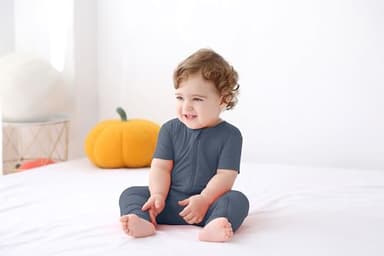 GUISBY Rayon of Bamboo Baby Pajamas Open Feet, 3 Piece Short Sleeve with Zipper for Boy Girls 18-24 Months - Image 7