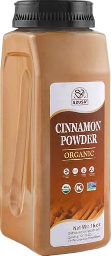 52USA Organic Cinnamon Powder,1 lb (16oz),Pure Ground Cinnamon, 100% Certified,Premium Quality Spice-Great for Baking,Cooking and Drinks,Additive Free, USDA & Kosher Certified, Non-GMO,Gluten Free - Image 1