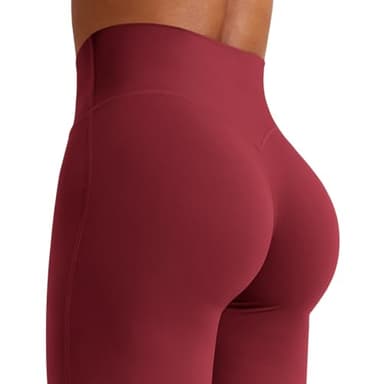 YEOREO Workout Leggings Womens No Front Seam Straight Leggings 31.5" High Waist Buttery Eddiy Gym Yoga Pants Ancora Red XS - Image 7