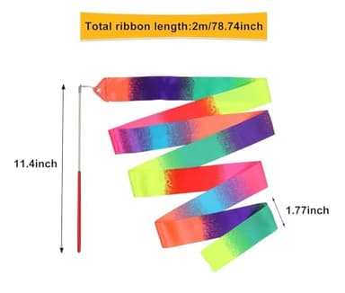 dervea 20 Pack Ribbon Dancing Wands Party Favors for Kids, Rainbow Birthday Decorations, Princess Party Supplies, Girls Party Games, Gymnastics Goody Bag Stuffers (Rainbow) - Image 4