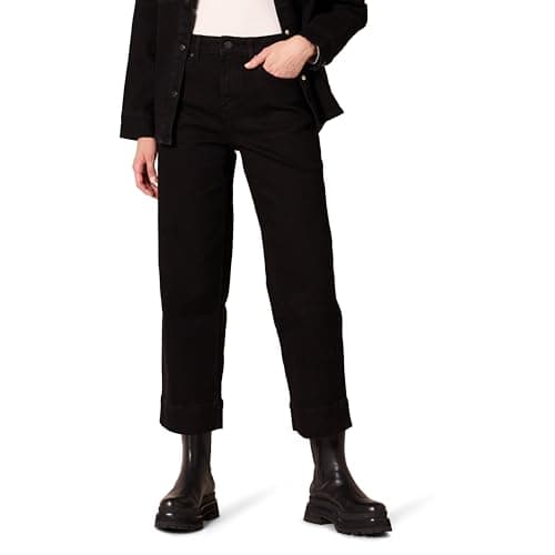 Amazon Essentials Women's High-Rise Regular-Fit Ankle-Length Wide-Leg Jean, Black, 0 - Image 1