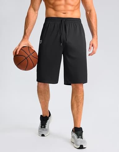 G Gradual Men's Athletic Shorts with Pockets 11" Long Basketball Shorts Lightweight Quick Dry Gym Workout Shorts for Men(Black,M) - Image 3