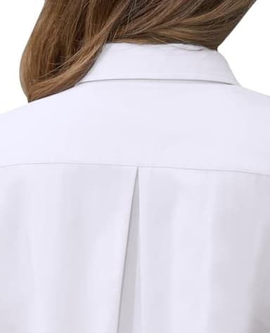 siliteelon Short Sleeve Button Dress Shirts for Women Cotton Button Down Shirts for Women Slim Fit Blouse Top 3/4 Sleeve White - Image 5