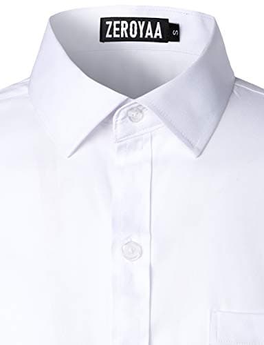 ZEROYAA Men's Urban Stylish Casual Business Slim Fit Long Sleeve Button Up Dress Shirt with Pocket ZLCL29 White Medium - Image 5