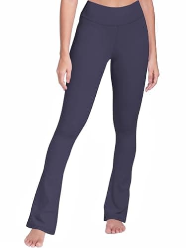 Sunzel High Waist Mini Flared Leggings for Women, Tummy Control Casual Flare Yoga Pants for Yoga Workout Gym 34" Ash Blue X-Small - Image 4