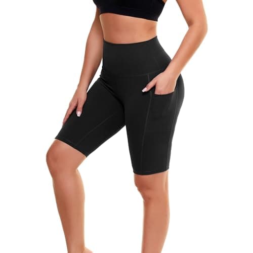 GAYHAY Biker Shorts for Women with Pockets - 8"/5"/3" Booty High Waisted Black Spandex Volleyball Short for Workout Yoga - Image 1