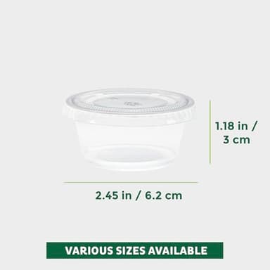 Freshware Plastic Portion Cups with Lids [2 Ounce, 400 Set] Disposable Plastic Cups for Meal Prep, Salad Dressing, Jellos Shot Cups, Souffle Cups, Condiment and Dipping Sauce Cups - Image 3