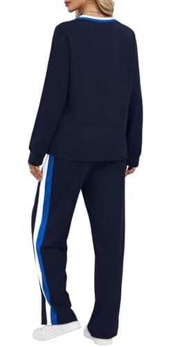 WIHOLL Lounge Sets for Women 2 Piece Winter Clothing 2025 Fall Outfits Fashion Plus Size Cute Long Sleeve Tops Vacation Travel Cruise Navy Blue 2XL - Image 5