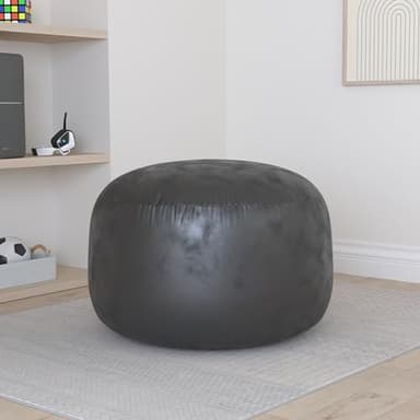 EDUJIN 3 ft Bean Bag Chair: 3' Memory Foam Bean Bag Chairs for Adults/Teens with Filling,Ultra Soft Dutch Velvet Cover, Round Fluffy Lazy Sofa for Living Room - 3Foot,Black - Image 2
