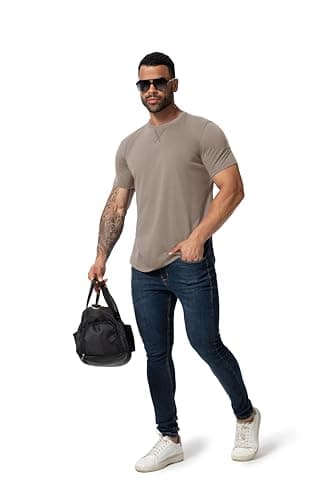 Mens 3 Pack Plain Cotton Shirts Short Sleeve Casual Crew Neck T-Shirts Hipster Hip Hop Longline Tees Shirts Drop Cut Curved Hem Shirt (BKDGKA XL) - Image 4