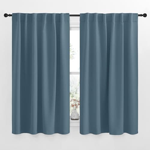 NICETOWN Blackout Curtains Window Drapes - (Smoky Blue Color) 52 inches W by 63 inches L, Set of 2, Blackout Curtain Panels for Boy's Nursery - Image 1