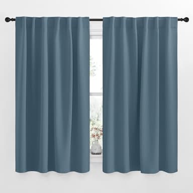 NICETOWN Blackout Curtains Window Drapes - (Smoky Blue Color) 52 inches W by 63 inches L, Set of 2, Blackout Curtain Panels for Boy's Nursery - Image 1