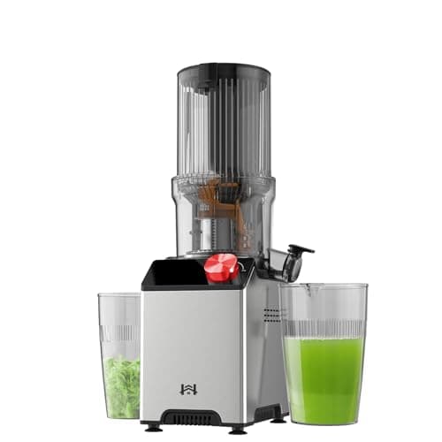 WHUTO Cold Press Juicer, Juicer Machines with 4.35'' Wide Feed Chute, Stainless Steel Masticating Juicers Easy to Clean, Ergonomic Operational Panel Design, High Juice Yield, Red Knob - Image 1