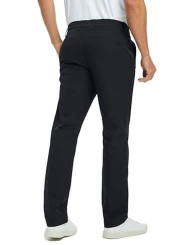 Rouen Mens Work Pants Pockets Slim Fit Stretch Waterproof Business Dress Pants Trouser Chino Casual Mens Golf Pants Black - Image 2