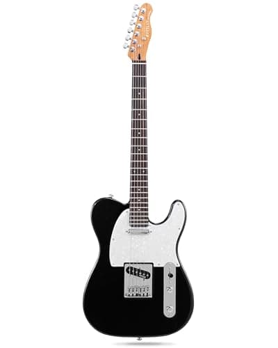 Fesley 39" TL Style Electric Guitar: Solid Body Electric Guitars for Intermediate &Pro Players with Wilkinson Pickups,Grover Tuners,6 String Guitar with Roasted Maple Neck,Rosewood Fingerboard,Black