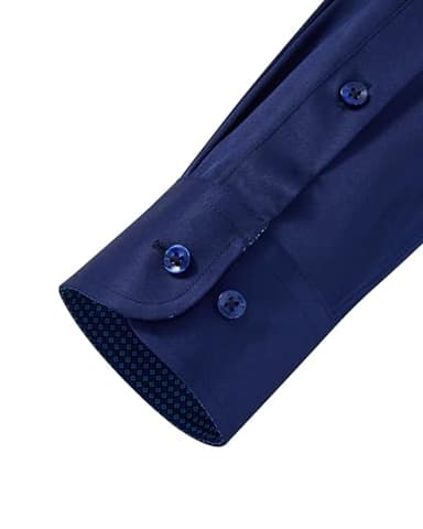 J.VER Mens Dress Shirts Stretch Wrinkle Free Button Down Shirt Business Casual Long Sleeve Stylish Tops for Wedding Party Prom Navy Blue Medium - Image 6