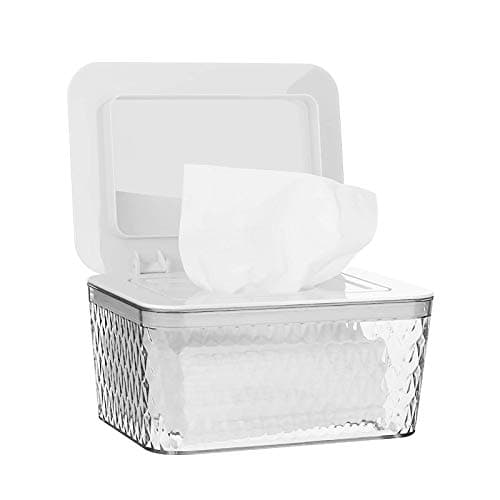 Whiidoom Wipes Dispenser, One-Handed Operation Wipe Holder for Baby & Adult, Seal-Designed Wipes Container for Bathroom Keep Diaper Wipes Fresh (White) - Image 1