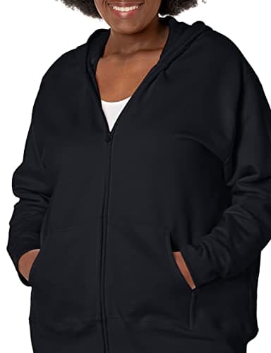 JUST MY SIZE womens Comfortsoft Ecosmart Fleece Full-zip Women's athletic hoodies, Ebony, 2X US - Image 3