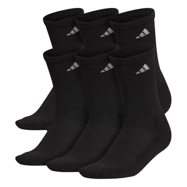 adidas Women's Athletic Cushioned Crew Socks with Arch Support, 6-Pack, Durable, Moisture-Wicking, Black/Aluminum 2, Medium - Image 1