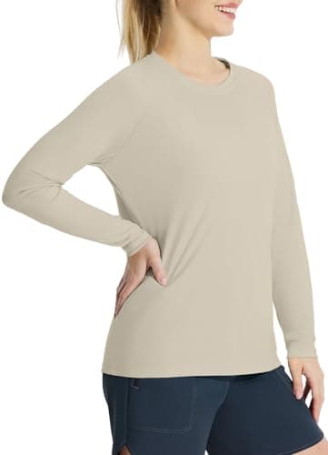 baleaf Women's Long Sleeve Shirts UPF 50+ Sun Protection SPF Quick Dry Lightweight T-Shirt Outdoor Hiking Runing Fishing Oatmeal Size XXL - Image 7