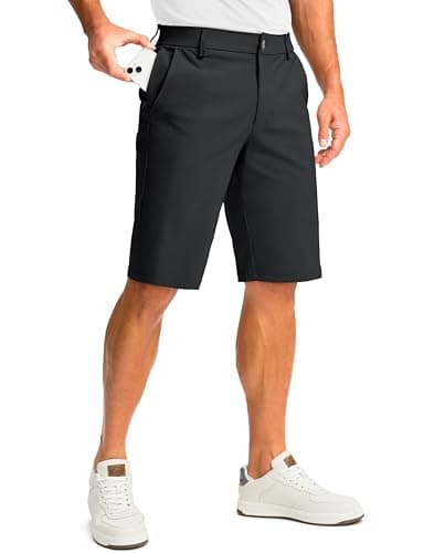 Men's Golf Shorts with 5 Pockets 11" Inseam Stretch Quick Dry Casual Work Dress Shorts for Men(Black,36) - Image 1