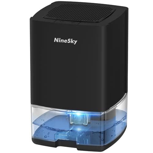 NineSky Dehumidifier for Home, 30oz Water Tank,(300 sq.ft) Dehumidifiers for Bedroom, Bathroom, Basement with 7 Colorful Lights, Auto Shut Off(C1 Black) - Image 1