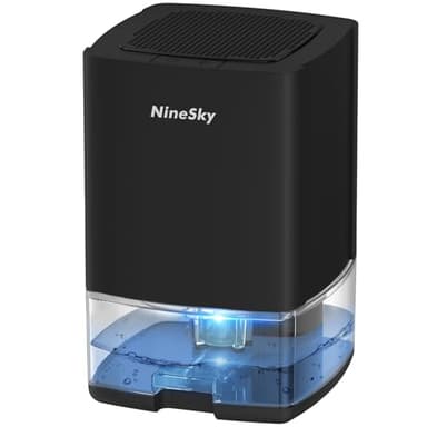 NineSky Dehumidifier for Home, 30oz Water Tank,(300 sq.ft) Dehumidifiers for Bedroom, Bathroom, Basement with 7 Colorful Lights, Auto Shut Off(C1 Black) - Image 1