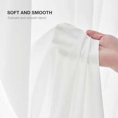 Anmao Non-See-Through Off White Privacy Semi Sheer Curtains for Living Room 84 Inch Length 2 Panels Set, Light Filtering That Let Light in Rod Pocket Window Drapes for Bedroom, 52W x 84L, Ivory White - Image 8