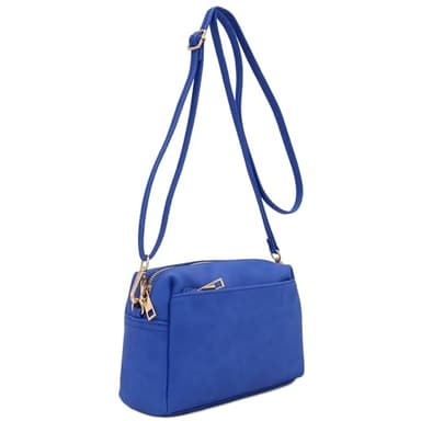 FashionPuzzle Triple Zip Small Crossbody Bag (Royal Blue) - Image 2