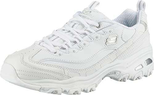 Skechers Women's D'Lites Memory Foam Lace-up Sneaker,White Silver,7.5 M US - Image 1