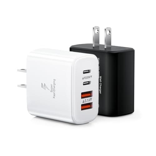 40W USB C Charger Black, 2-Pack USB C Wall Plug Fast Charging Block, 4-Port PD+QC Power Adapter Multiport Brick Type C Box Dual Charger Block for iPhone 16/15/14/13/12/11/Pro Max, Samsung Galaxy, iPad - Image 1