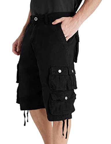 YGREYG Mens Cargo Shorts Long Capri Below The Knee Shorts 3/4 Relaxed Fit Long Shorts with Pockets Black 42 - Image 1