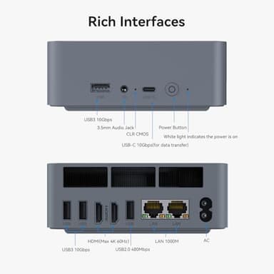 Beelink EQI12 Mini PC,Intel 12th Gen Core i3-1220P (10C/12T,up to 4.4GHz),Mini Computer with 16GB DDR4 RAM 500GB M.2 2280 PCle 4.0x4 SSD,4K Dual Screen Display/Dual LAN/WiFi6/BT5.2/USB3.0 - Image 6