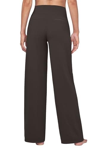 Willit Women's Yoga Pants Wide Leg Dress Work Pants Stretch Casual Pants Slacks with Pockets High Waist 28" Coffee XL - Image 3