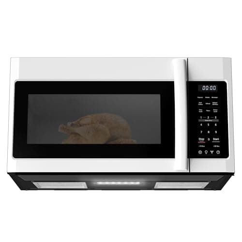 BLACK+DECKER Over the Range Microwave Oven with Vent and One-Touch Auto Cooking, 1.7 cu. ft. OTR Over Stove Microwave, White, 1000 Watts, EM044K6CF-WH - Image 1