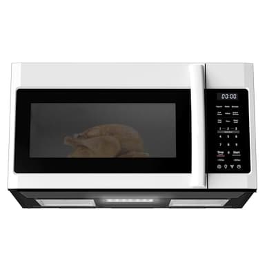 BLACK+DECKER Over the Range Microwave Oven with Vent and One-Touch Auto Cooking, 1.7 cu. ft. OTR Over Stove Microwave, White, 1000 Watts, EM044K6CF-WH - Image 1