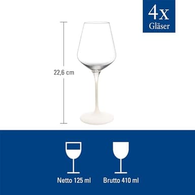 Villeroy & Boch - Manufacture Rock Blanc White Wine Goblet Set, 4 pcs. Set of Drinking Glasses, 13.75 oz, Crystal Glass, Matte White Slate Look - Image 3