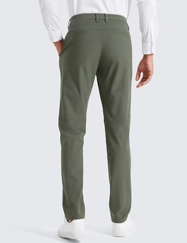 CRZ YOGA Men's All Day Comfy Golf Pants - 30" Quick Dry Lightweight Work Casual Trousers with Pockets Light Army Green 33W x 30L - Image 2