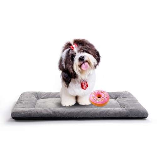 Dog Beds Crate Pad for Small Dogs Ultra Soft Dog Crate Bed Washable & Anti-Slip Kennel Pad,Cat Bed Pad Mat,Gray 24inch - Image 1