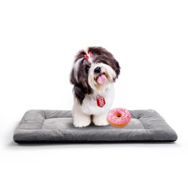 Dog Beds Crate Pad for Small Dogs Ultra Soft Dog Crate Bed Washable & Anti-Slip Kennel Pad,Cat Bed Pad Mat,Gray 24inch - Image 1