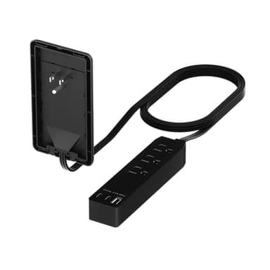 LIDER Outlet Extender with 3 Receptacles, 21W USB Type-A, and 2 USB Type-C, Ultra-Thin Wall Plate Plug with Cord Extender, 3-Outlet Power Strip, Flat-Face, Slim Design, ETL-Listed, 3ft Cord, Black - Image 1