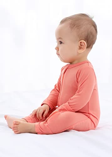 GUISBY Rayon Footless Pajamas with Mittens, Baby Girls Boys Long Sleeve Snug Fits Sleepers 3-Pack 3-6 Months - Image 5